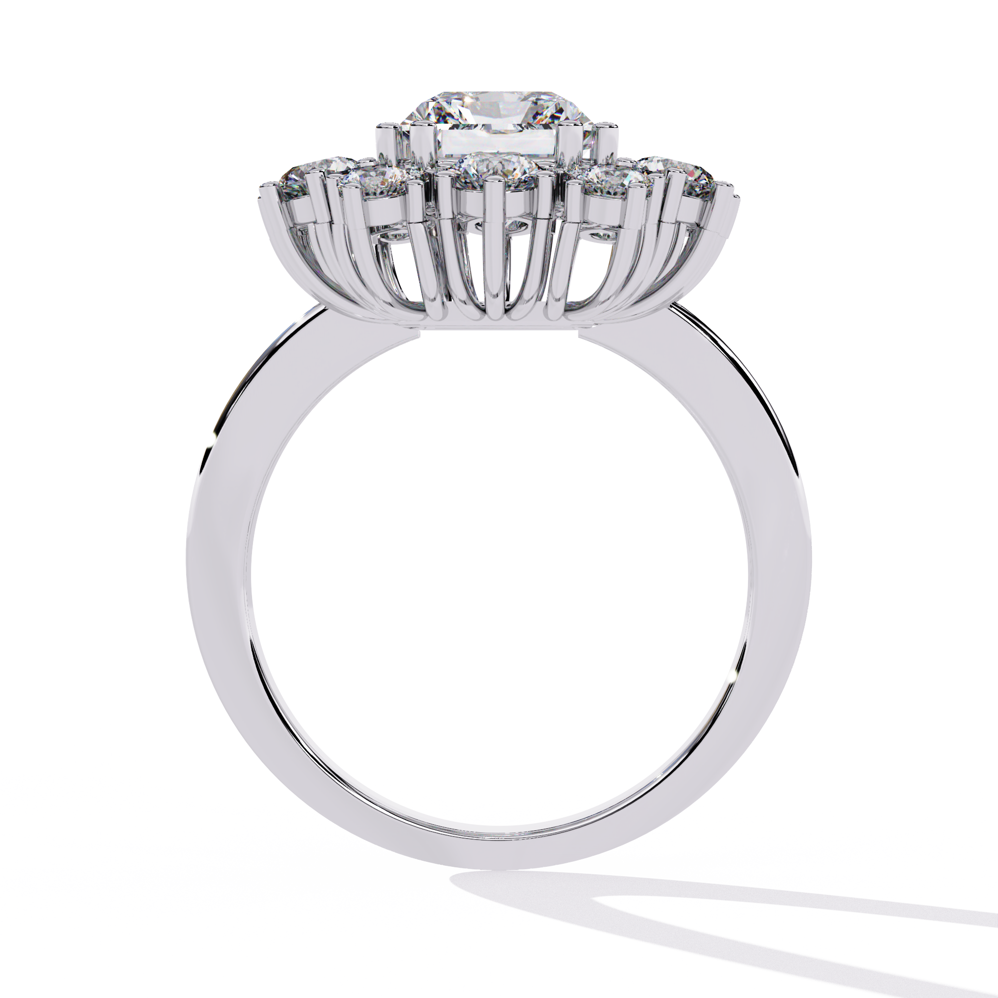 Solitairekart - 4.46 Ct Lab Grown Diamond Halo Ring in 14K Yellow Gold